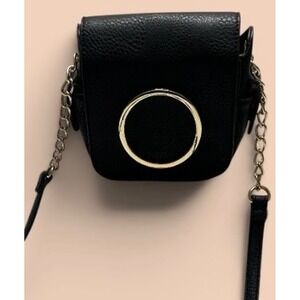 Women's Black Mini Crossbody Bag Faux Leather Chain Evening Purse